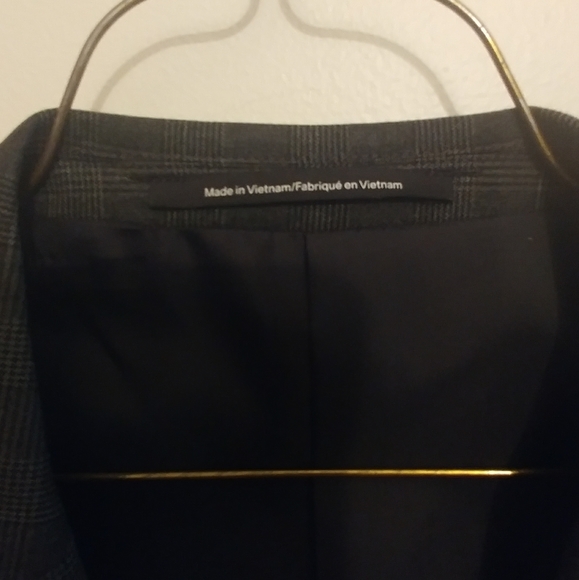 H&M Dark Gray Checked Blazer Jacket Muscle Fit in Super Skinny - Picture 4 of 14